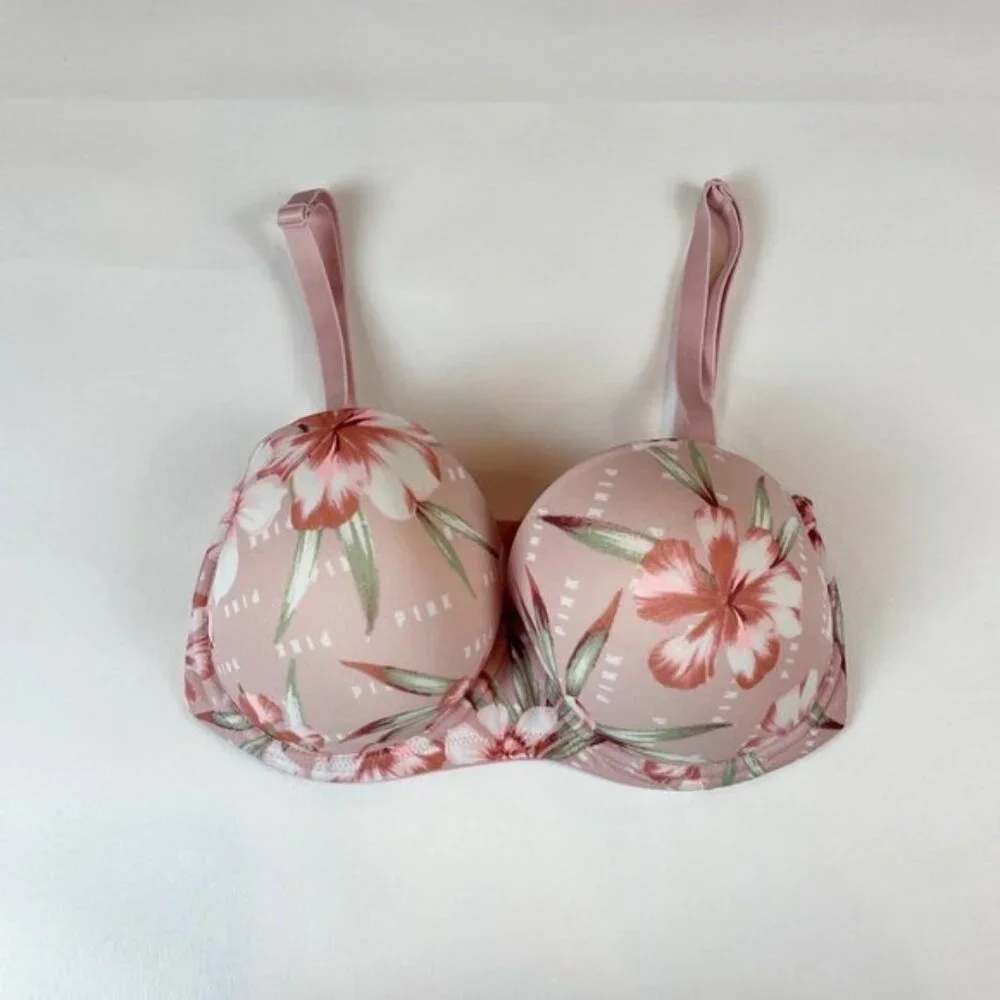NWOT Victoria's Secret PINK Bra 32DDD Wear Everywhere Push-up Pink Floral